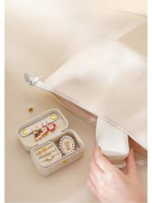 1PC/2pcs Mini Jewelry Organiser, PU Jewelry Box, Travel Portable Jewelry Holder, Ring Box Earring Organizer To Gifts For Women