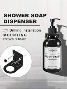 WCIC Bình đựng dầu gội và sữa tắm màu đen bóng 500ml có thể nạp lại, chai riêng, gắn tường có nhãn, dùng cho vòi sen, khách sạn, bình đựng xà phòng thủ công, gắn tường, giá đỡ bằng thép không gỉ, bình đựng dầu gội di động, hộp đựng xà phòng lỏng có thể nạp lại - Nhiều màu - Xem 3