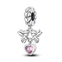 1 件银色闪亮方晶锆石系列天使圣母玛利亚基督教无限心形吊坠原创手链项链吊坠珠子适合 DIY 珠宝制作女士女孩日常珠宝配饰情人节