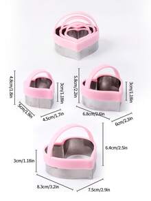 3 件套不锈钢饼干切刀套装带手柄 - 心形、星形、梅花形、圆形，非常适合圣诞节、感恩节烘焙和礼物 - 彩色 - 查看 5
