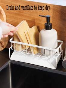 1 pezzo Porta spugne e accessori da cucina in bianco/grigio/nero, organizer per lavello, per spugna, strofinaccio, spazzola e porta asciugatura