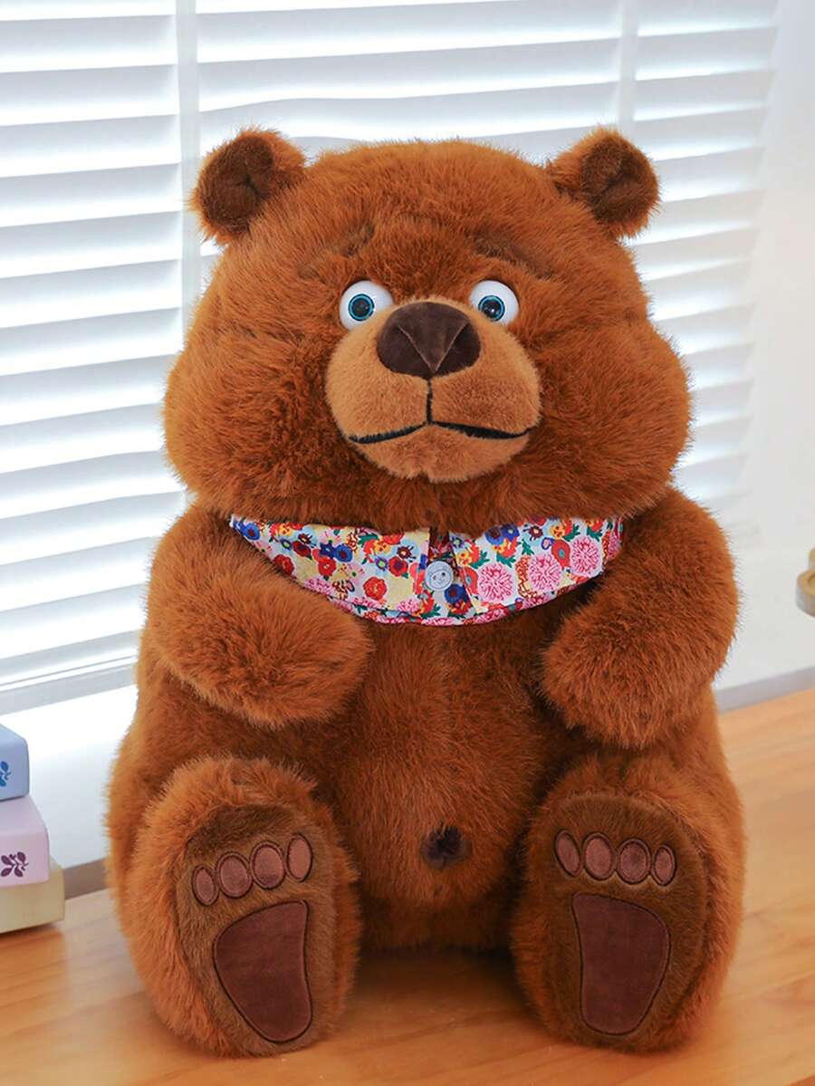 1 件逼真的棕色毛绒熊填充动物娃娃，可爱迷人的坐姿泰迪熊娃娃，伴侣毛绒娃娃，礼物，沙发垫，房间装饰，超柔软毛绒 - 棕色 - 查看 1