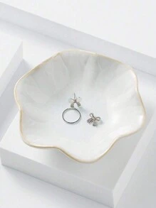 1 Ring Key, Ceramic Jewelry Tray, Birthday Gift, Bride's Gift, Couple's Gift, Suitable Home Decoration For Newlyweds, And Also A Sweet Gift For Mothers Or Girls Plates Kitchen Accessories Kitchen Decor Trays Fruit Tray Tray Decor