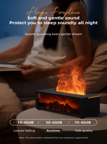 Humidificateur d'air avec flamme simulée, diffuseur d'huiles essentielles, cadeau d'anniversaire, cadeau de la Saint-Valentin, sept couleurs interchangeables, avec télécommande, fonctionnement silencieux, arrêt automatique en cas de manque d'eau, convient pour la maison, le bureau, la chambre.
