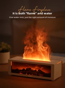 Humidificateur d'air avec flamme simulée, diffuseur d'huiles essentielles, cadeau d'anniversaire, cadeau de la Saint-Valentin, sept couleurs interchangeables, avec télécommande, fonctionnement silencieux, arrêt automatique en cas de manque d'eau, convient pour la maison, le bureau, la chambre.