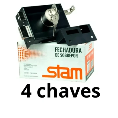 Fechadura de Portão Com 4 Chaves Stam Preta