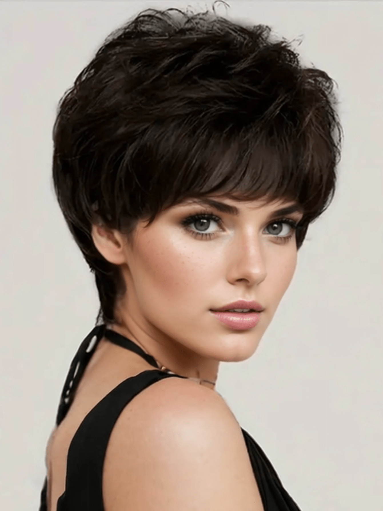 4Inch Black Color Pixie Cut Women's Wig Ready To Wear High Temperature