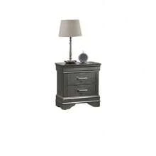 Mesa de noche de transición moderna de madera gris con 2 cajones, mueble de dormitorio, Klgeivb