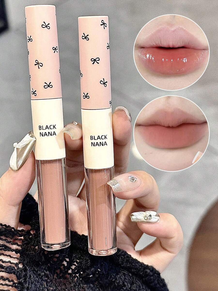 Brillo de labios doble espejo y mate 2 en 1, brillo de labios hidratante con aceites esenciales, tinte labial líquido brillante, labios hidratados y talla grande voluminosos, glaseado labial dulce de larga duración - Multicolor - Ver 1