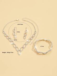 Conjunto de accesorios plateados para mujer que incluye pendientes, collar y pulsera para fotografía nupcial - 483746 traje azul zafiro plateado - Ver 7