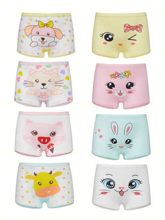 8件套少女平角内裤，防眩光裤，适合女孩和小学生