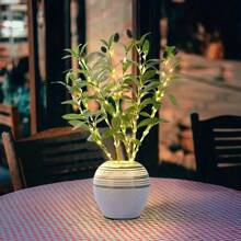 1 个橄榄枝 LED 树灯，20 个 LED 电池供电橄榄叶枝花瓶装饰灯，现代家居装饰小夜灯，适合节日、婚礼、生日、圣诞派对 - 非常适合橱柜、餐桌、桌面展示、咖啡厅展示、花瓶装饰（不含电池） - 暖光 - 查看 7