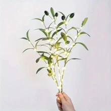 1 个橄榄枝 LED 树灯，20 个 LED 电池供电橄榄叶枝花瓶装饰灯，现代家居装饰小夜灯，适合节日、婚礼、生日、圣诞派对 - 非常适合橱柜、餐桌、桌面展示、咖啡厅展示、花瓶装饰（不含电池） - 暖光 - 查看 6