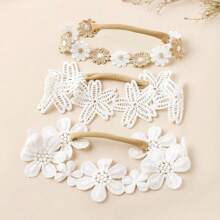 3pcs Breathable Lace Mesh Flower Embroidery Elastic Headbands For Baby & Kids Love Valentine - Multicolor - View 3