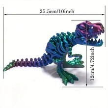 3D 打印恐龙雕像，具有灵活的下巴和可移动的全身关节，可收藏的展示模型，生日/复活节/圣诞节/节日礼物 - 彩色 - 查看 8