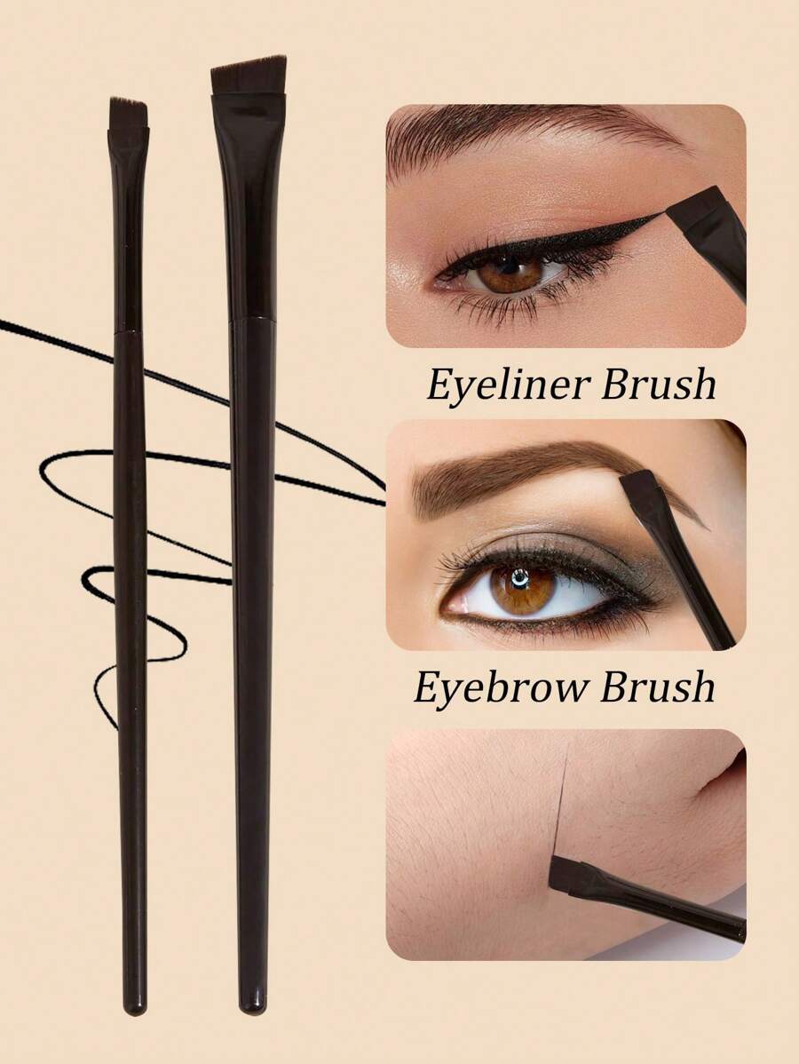 2 Stücke Ultra feine Kalligraphie Eyeliner Pinsel und ultra dünner weicher Augenbrauenpinsel, multifunktionales Make-up Werkzeug Set, Augenbrauenpinsel, Lidschattenpinsel, Wimpernbürste, Wimpernbürste