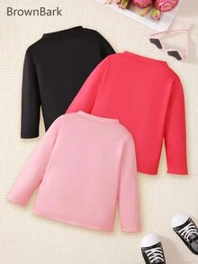 BrownBark 3 chiếc áo nỉ chui đầu họa tiết trái tim và hoạt hình dễ thương cho bé gái, món quà đáng yêu cho trẻ em - Nhiều màu - Xem 2