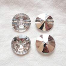 10/20/30 件亚克力仿水晶纽扣，透明双眼心形圆形多功能纽扣，适用于家纺、服装、鞋子、箱包、DIY 工艺品 - 銀白色 - 查看 6