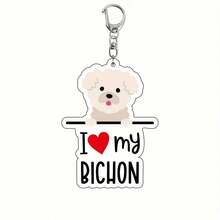 Acrylic Dog Breed Keychains - I Love My Dog Themed Key Rings - Animal Lovers Car Keychain With Assorted Breeds For Birthday Gifts And Bag Decoration - One Piece - Multicolor - View 17