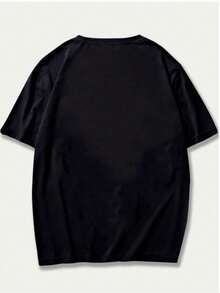 Retro Style Text Pattern Printed Cotton Comfortable T-Shirt - màu đen - Xem 2