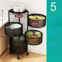 Drehbarer Gemüseständer, freistehender mehrstöckiger runder Korb aus Kohlenstoffstahl für Obst & Gemüse, Küchenregal zur Aufbewahrung