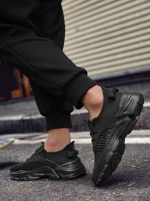 Plus Size Men Sports Shoes, Fashion Anti-Skid Cushioned Lightweight Durable Lace-Up Casual Shoes For Outdoor, Daily Wear, Jogging, Fitness, And Running