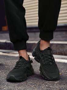 Plus Size Men Sports Shoes, Fashion Anti-Skid Cushioned Lightweight Durable Lace-Up Casual Shoes For Outdoor, Daily Wear, Jogging, Fitness, And Running