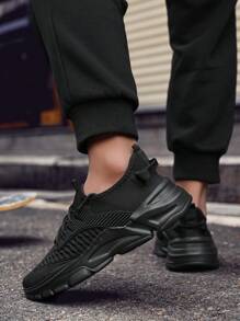 Plus Size Men Sports Shoes, Fashion Anti-Skid Cushioned Lightweight Durable Lace-Up Casual Shoes For Outdoor, Daily Wear, Jogging, Fitness, And Running