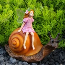 1 Cô gái có cánh cưỡi ốc sên bằng nhựa thủ công, Thiết kế dễ thương, Trang trí ốc sên Bonsai, Nàng tiên hoa có cánh trong suốt, Trang trí nhà cửa, Đồ trang trí vui nhộn cho bàn làm việc văn phòng - Nhiều màu - Xem 8