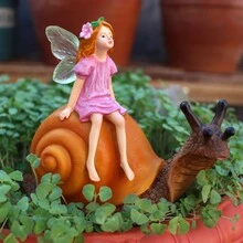 1 Cô gái có cánh cưỡi ốc sên bằng nhựa thủ công, Thiết kế dễ thương, Trang trí ốc sên Bonsai, Nàng tiên hoa có cánh trong suốt, Trang trí nhà cửa, Đồ trang trí vui nhộn cho bàn làm việc văn phòng - Nhiều màu - Xem 2