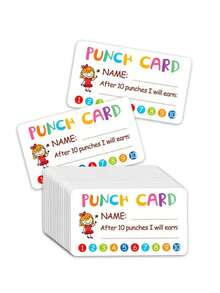 50 张穿孔卡片，课堂、家庭行为奖励，儿童激励可爱卡片 - 彩色 - 查看 2