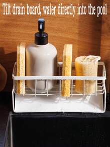 1 pezzo Porta spugne e accessori da cucina in bianco/grigio/nero, organizer per lavello, per spugna, strofinaccio, spazzola e porta asciugatura