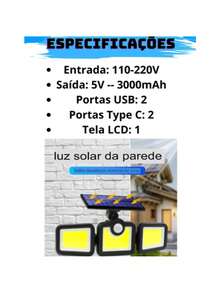 Large 120 LED Floodlight With Rotating Solar Panel Motion Sensor Remote Control - Multicolor - View 3