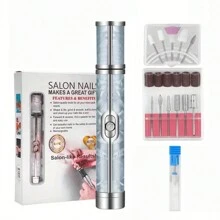 电动指甲磨甲器，USB充电电池供电，多功能美甲护理套装，便携式迷你指甲抛光器，指甲锉，指甲钻，美甲工具，美甲沙龙修甲修脚套装，20000转/分钟高速运转，无震动无噪音无过热，设计优雅 - 彩色 - 查看 19