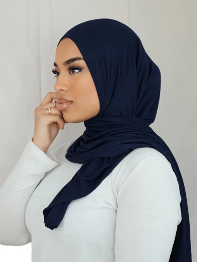 1pc Women's Stretchy Rectangular Muslim Headscarf Modal Hijabs