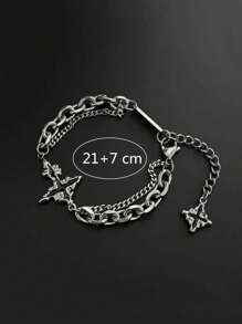 1 pieza Pulsera con cadena con decoración de estrella de moda, apta para uso diario de hombres