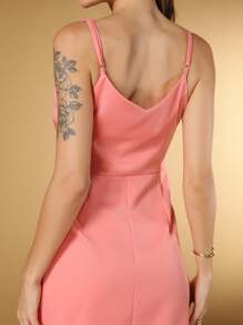 Unique Design Strap Midi Dress For Women, Fitted Waist With Bow, Slimming Effect, Black Dress For Short Girls - New Spring/Summer 2024 Collection- - 淺粉色 - 查看 4