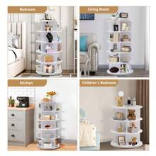 7 Tier Rotating Shoe Rack Tower 360, Circular Shoe Rack Rotating, Spinning Bookshelf,Handbag/Vertical Shoe Storage Rack Lazy Susan, Revolving Shoe Rack For Closet, Front Door Entrance - White - View 7