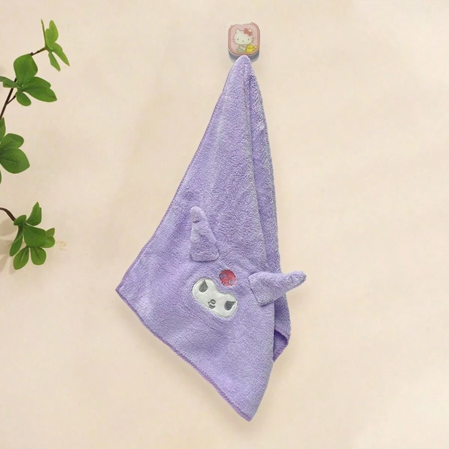 Miniso Coral Fleece Absorbent Towel, Cartoon-Themed Design, Dyeing, Quick-Drying, Perfect For Bathing And Face-Washing(1 PC) - Purple - View 1