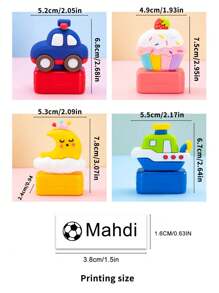 1 件定制个性化姓名印章，可重复使用印章，适用于衣服、书籍、文具、织物、校服、卡通纺织品印章、DIY 印章、汽车、船舶、月亮、纸杯蛋糕等各种形状的自墨印章 - 單件 - 查看 2