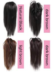 Synthetic Ponytail Wig Women Natural Grab Clip Waterfall Half Tie High Ponytail 14 Inches Black Brown Available Suitable For Women Daily Wear Wig Braid Ponytail - Multicolor - View 8