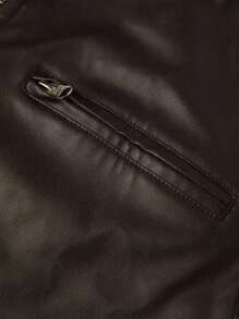 Men's PU Leather Jacket, Autumn/Winter, Thermal Lined, Thickened, Retro Motorcycle Coat