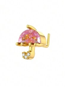 1 chiếc khuyên mũi hình con bướm, trái tim, ô dù, ấm trà mạ đồng Zirconia, dành cho cả nam và nữ - Nhiều màu - Xem 11
