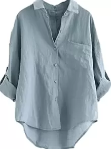 New Casual Design Button Down Long Sleeve Shirt - Light Grey - View 1
