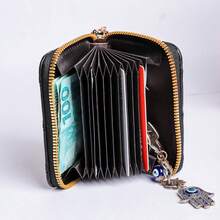 Small Women's Wallet, Card Holder, Money, CNH With Zipper, Key Ring And Padded Compartments - màu đen - Xem 5