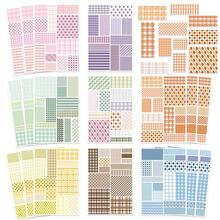 8Sheets/Pack Colored Grid Theme Graffiti Stickers, Cartoon Handmade DIY Puzzle Stickers - Multicolor - View 5