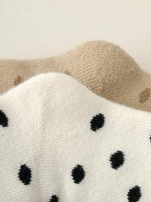 3 Pairs Winter Thickened Mid-Calf Socks For Women, Warm Polka Dot Merino Wool Blend Crew Socks - Multicolor - View 10