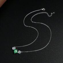 1 件 S925 纯银祖母绿方晶锆石小众设计精致法式复古项链，奢华礼盒包装，适合女性日常佩戴 - 查看 5