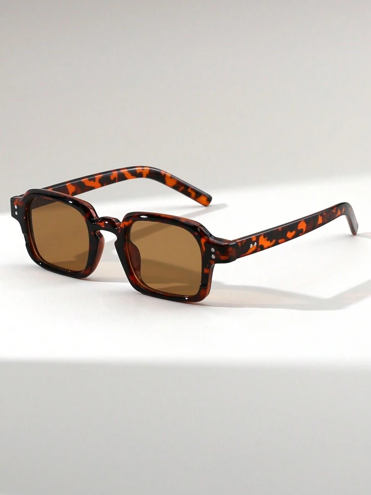 1 Par de Óculos Vintage Quadrados Unissex Estilo Punk com Tachas, Óculos da Moda para Estilo de Rua, Passarela, Uso Externo - Multicolorido - Visão 17