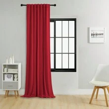 4 pièces/1 pièce/2 pièces Jeu de panneaux de rideaux occultants, disponible en plusieurs tailles, style avec sangle/style avec poche pour tringle/style pince, rideaux de couleur unie isolés thermiques assombrissant la pièce pour le salon, le bureau, la chambre à coucher, taille courte disponible pour les rideaux de cuisine, rouge - Rouge - Voir 50